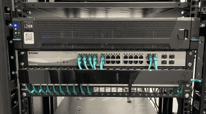 Network switch for security system connectivity and data management.